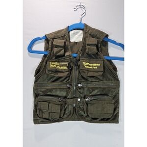 Yellowstone National Park Junior Ranger Vest Kids Green M Zip Up Pockets Mesh